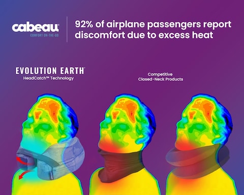 Cabeau Evolution Earth Memory Foam Travel Neck Pillow, The Best Travel Pillow With 360 Head, Neck And Chin Support (Water), Grey, Water