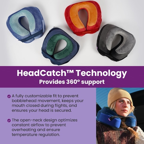Cabeau Evolution Earth Memory Foam Travel Neck Pillow, The Best Travel Pillow With 360 Head, Neck And Chin Support (Water), Grey, Water