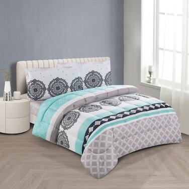 STARGOLD Microfiber Solid 4 Pieces Comforter Set Fitted Sheet, Pillowsham, Comforter 170X230 CM King Size Mattress SG-CP2016