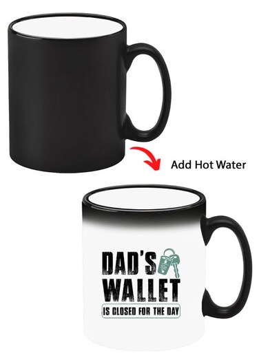 Color Changing Heat Sensitive Ceramic Mug, Image Revealed When HOT Liquid is Added! Dads wallet Black