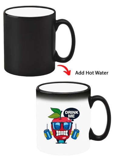 Color Changing Heat Sensitive Ceramic Mug, Image Revealed When HOT Liquid is Added! Apple drink me