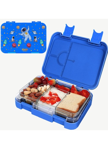 Snack Attack Bento Box or Lunch Boxes for Kids by Snack Attack 4 &amp; 6 Convertible Compartments   Portion Lunch Box   Food Graded Materials BPA FREE &amp; LEAK PROOF  Made of Triton(Neptune Blue)