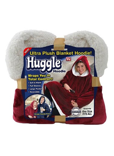 Hoodie Ultra Plush Blanket Polyester Red/White Free Size centimeter