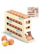 Tazweeq 4 Tiers Egg Dispenser, 30 Eggs Storage Rack, Egg Distributor For Refrigerator Roll Down-White
