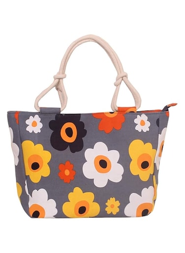 KASTWAVE Trendy Zippered Canvas Tote Bag with Durable Cotton Rope Handles - Great for Travel, Shopping, and Everyday Use