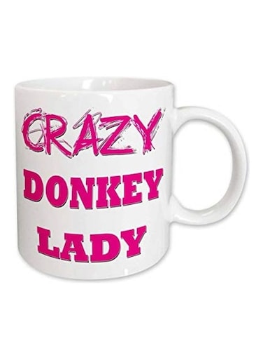 Crazy Donkey Lady Ceramic Mug White/Pink