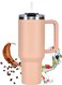 1200ML Tumbler with Lid and Straw Stainless Steel Insulated Tumblers with Handles and Cleaning Brush Water Bottle Travel Coffee Mug Tumbler Cups for Cold and Hot Beverages (Khaki)