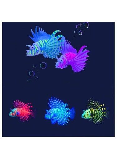 Bioluminescent Lionfish, Aquarium Landscape Decoration, Bioluminescent Mimicry Animal Decorations (4 pieces)