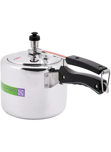 Royalford RF6541 Aluminum Pressure Cooker with Outer Lid - 5 Litres, Silver