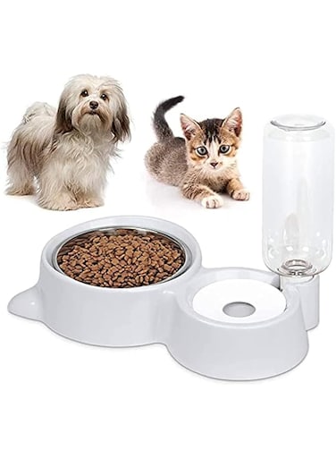 ANTOLE Automatic Water Dispenser Double Dog Bowl Cat Feeding Station Stainless Steel Water and Food Bowls Quality Dog Bowl Holder for Dogs Cats