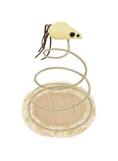 Cxqbsmy Interactive Cat Toy, Creative Toy Cat Toys with Spiral Spring Plate and Mouse, Stainless Steel Spring Rotating Toys