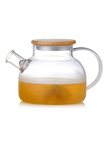Borosilicate Glass Teapot With Bamboo Lid Clear 1000ml