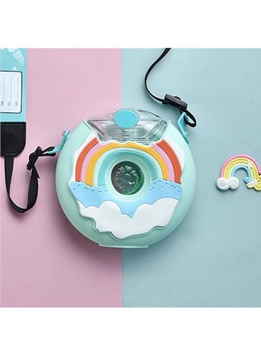 ELECDON Water Bottl, Kids Water Bottle Tritan BPA-Free Donut-Shaped Water Bottl, 380ml Kettle Seal Leakproof Anti-Fall Soft Silicone Straw Cute Water Bottles for Toddlers Girls and Boys Red