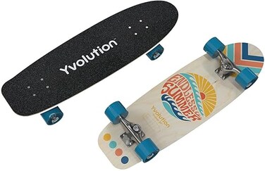 Yvolution Cruiser 30" Skateboard &ndash; Light-Up Maple Wood Deck With Dynamo Technology, Kids Age 5+, 60kg Max Weight, Vibrant Graphics &ndash; White (YS52W2)