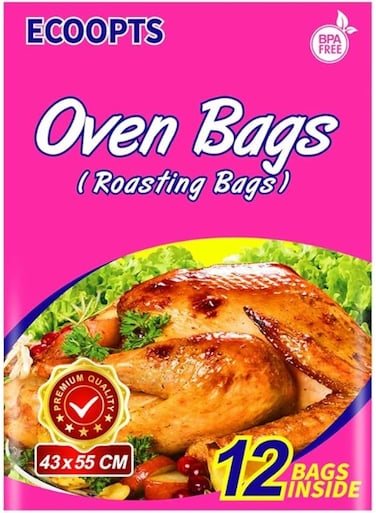 Oven Bags - Large Size, 12 Bags (17 x 21.6 IN) - BPA Free, Clear, Plastic Bag with Drawstring Closure, Suitable for Turkey, Chicken, Meat, Seafood, Vegetable - Microwave Safe