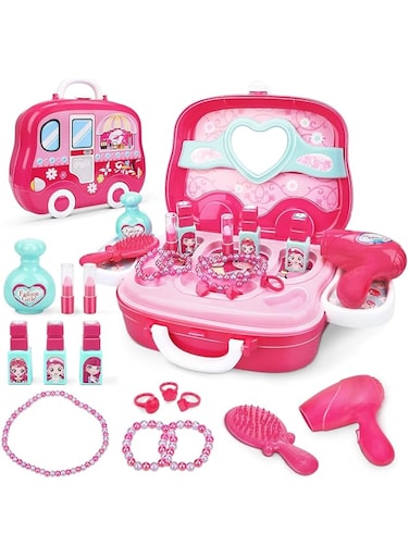 Sulfar Role Play Jewelry Kit for Girls Toy Set Princess Suitcase Gift for Kids Children 3 Years Old