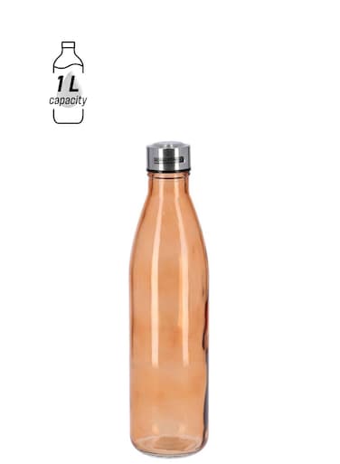 1000ml Glass WaterBottle Brown colour Multicolour Brown/Silver/Black