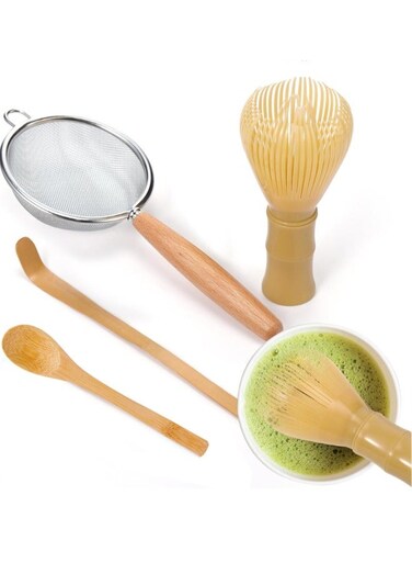 Matcha Whisk Set, Silicone Matcha Whisk for Stirring, Reusable Matcha Whisk Set with Matcha Whisk, Scoop, Tea Spoon and Matcha Sifter