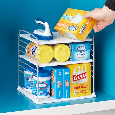 YouCopia UpSpace Cabinet Box Organizer, Adjustable Kitchen and Pantry Shelf for Plastic Wrap and Foil Storage, Kitchen Cabinet Organizer, Easy Assembly for a clutter-free kitchen, Large