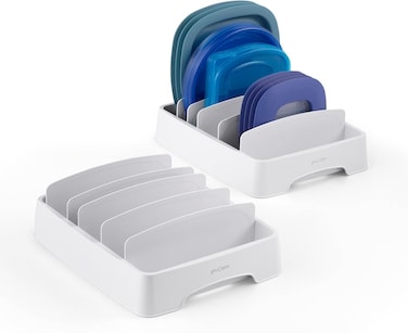 YouCopia StoraLid Adjustable Food Container Lid Organizer, Kitchen Cabinet Storage Solution for Neatly Organizing Lids of Food Containers, Tidy and Space-Saving Design, Small, 2-Pack