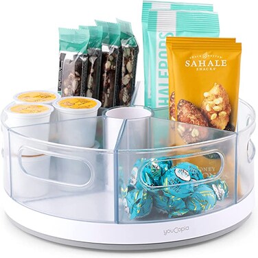 YouCopia Crazy Susan Kitchen Cabinet Turntable, Storage and Snack Organizer with 6 Removable Bins
