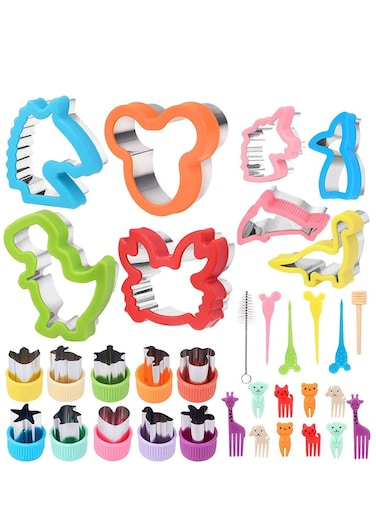 34 pcs/set Sandwich Cookie Mold Dinosaur Dolphin Mermaid Tail Mouse Head Embossing Mold Fruit Printer Bread Cutter Baking Supplies Party Favors Back To School Supplies
