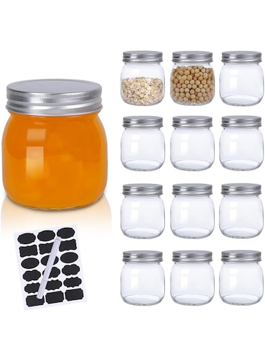 SKYLINK 12 Pack 10oz Wide Mouth Glass Mason Jars with Airtight Lids &amp; Bands, Canning Jars for Jam, Honey, Jelly, Sauces, DIY Spice Storage, Wedding &amp; Shower Favors, Food Preservation &amp; Crafting