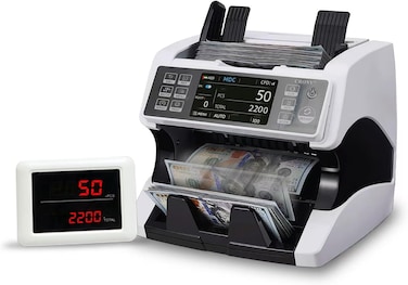 Crony Bank Money Counter Machine - Al-920 30+ Multi Currency Cash Counter Mixed Denomination Aed Sar Usd Eur 2Cis Uv Ir Mg Mt Counterfeit Detection Serial Number Printer Compatible Bill Value Counter