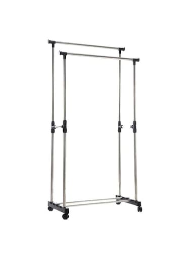 Pole Clothes Rack And Wheels Silver/Black