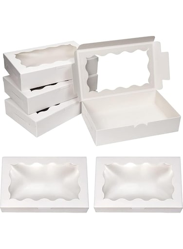 melala 15 Pack White Kraft Cookie Box with Clear Window,Premium Small Paper Gift Box Container for Dessert Pastry Candy Packaging,Wedding,Party,Christmas,Birthday,Baby Shower(7x4.3x1.5inch)