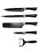 BLACKSTONE Kitchen Knife Set with Stainless Steel Blades and Comfortable Rubber Handle, Chef Knife, Carving knife, Small Cleaver, Pairing knife and Ceramic Peeler, Set of 5 طقم سكاكين مطبخ بلاكستون