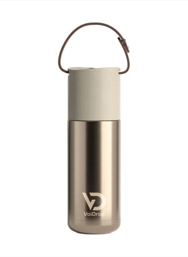 Thermo Bottle Insulated Bottle 12oz Thermos Cup 350ML Portable Thermos Cup with Silicon Strap Travel Water Bottle Stainless Steel Kids Cups Stainless Steel Toddler cups (NATURAL TITANIUM)