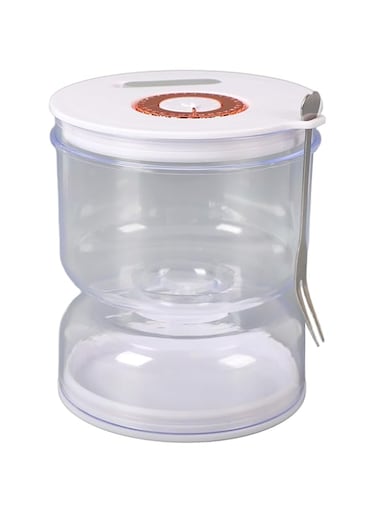 Luqeeg Pickle Jar with Strainer Flip &amp; Stainless Steel Fork, Leakproof Airtight Hourglass Pickle Separator Jar Pickle Container for Olives, Gherkins, Sliced Pickles