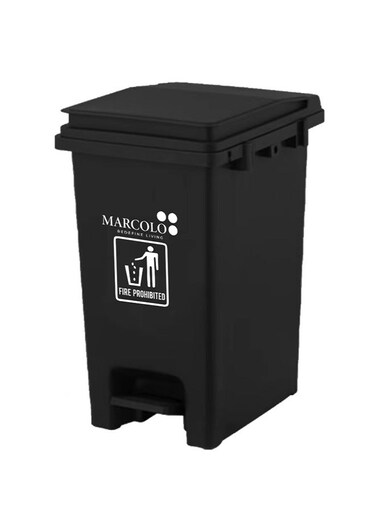 30L Pedal Dustbin &acirc;&euro;&ldquo; Large &amp; Durable Polypropylene Trash Bin with Foot Pedal and Secure Lid &acirc;&euro;&ldquo; Hygienic Waste Bin for Home, Kitchen, or Commercial Use (Black)