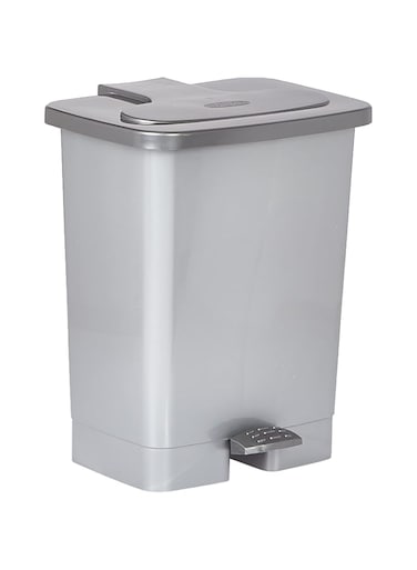 Cosmoplast 17L Step-On Waste Bin With Pedal, Pearl Grey