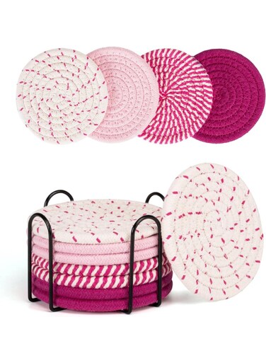 Absorbent beverage coaster, four-color coaster set, coffee table coaster, 8 tabletop coasters, cute coasters, essential new home items