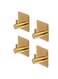 (4 Pcs) Adhesive Heavy Duty Wall Hooks Space aluminumBrushed Home Storage Door Hook for Hanging Coats Robes Towel Bags Keys (Gold)