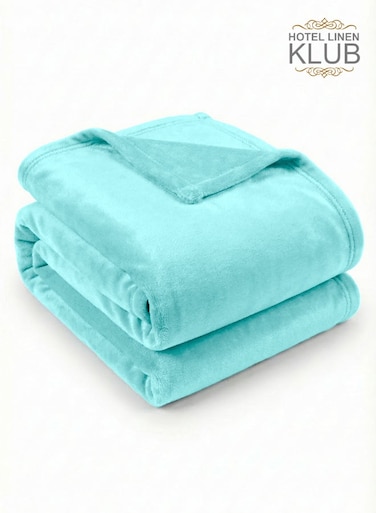 Linen Klub Single Micro Fleece Flannel Blanket 260 GSM Super Plush and Comfy Throw Blanket Size 150 x 200cm Aqua