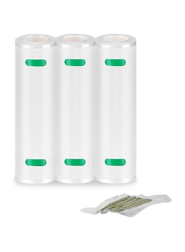 Vacuum Sealer Rolls, 3 Rolls Vacuum Sealer Bags for Food Saver, Sous Vide Bags Food Storage Freezer Sealer Bag for Cooking with BPA Free, Large roll Compatible with Food Saver &amp; Others (8inx16ft))