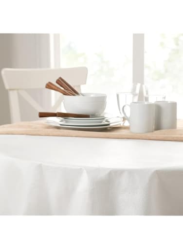 Elrene Home Fashions Deluxe Heavy Duty Table Pad Protector Cushioned Flannel Backing, 70" Round, White