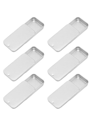 Tazweeq 6 Pack Empty Slide Top Tin, 25oz, Containers for Lip Balm, Crafts, Storage Kit, Silvery