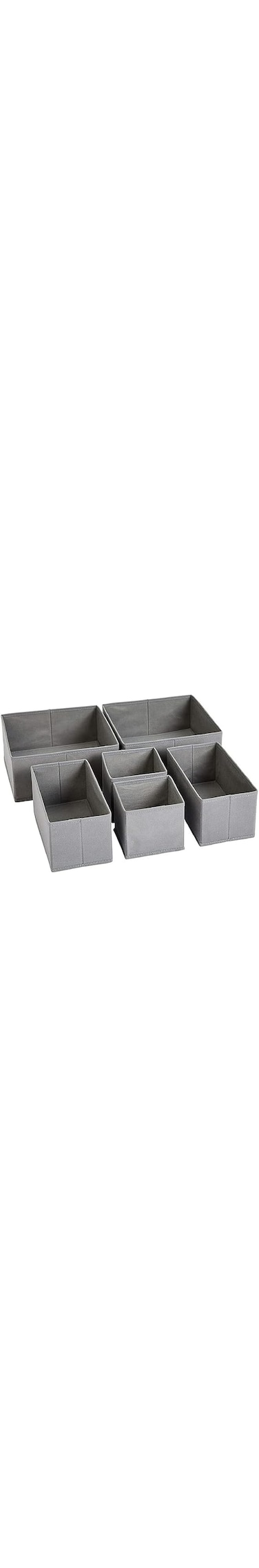 Sulfar Cloth Drawer Storage Organizer Boxes, Set of 6, Gray