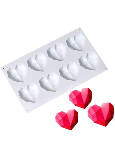 SKEIDO 8 Grids Silicone Mousse Cake Mold Diamond Heart Shape Silicone Mold Dessert Jelly Pudding Diy Cake Mould Pastry Cake Tool