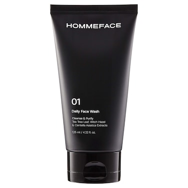 HommeFace Daily Face Wash for Men, 4.22 Fl. Oz. Gentle Facial Cleanser for Deep Cleansing &amp; Purifying with Collagen, Witch Hazel &amp; Cica Extracts, Vegan