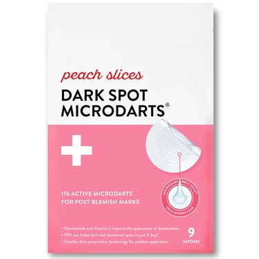Peach Slices Dark Spot MicroDarts, For Dark Spots, Post-Blemish Redness, Self-Dissolving, Niacinamide, Vitamin C, Hyaluronic Acid, and Cica, Vegan, Cruelty Free, 9 Patches