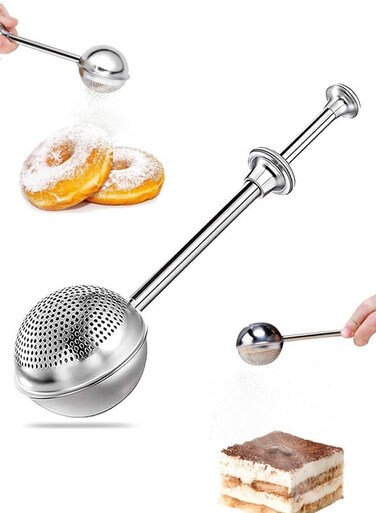 Sifter, 304 Stainless Steel Small Strainer Fine Flour Duster for Baking One Handed Operation Baking Sifters for Baking, Sifting Sugar, Flour, Spices and Tea Strainers