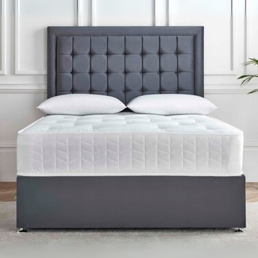 Dream Tide Tufted Upholstered Queen Size Bed (160 X 200 CM) Grey Color