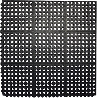 TerraTuf Interlocking Rubber Floor Mat Restaurant Kitchen Mat for Floor Anti Fatigue Bar Mat Door Mat Non-Slip Mat Indoor Outdoor Shower Pool Drainage Mat Durable Garage Flooring 91.44 x 91.44 cms