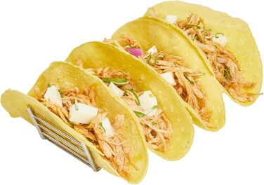 Restaurantware-7.1 Inch x 2.5 Inch Taco Stand, 1 Rectangle Taco Rank - Fits 4 Tacos, Reversible, Silver Stainless Steel Holder, Dishwasher Safe, For Hard Or Soft Shells