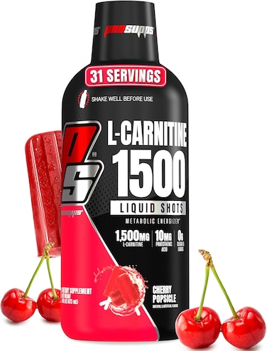 PS ProSupps L-Carnitine 1500 Liquid Fat Burner, Stimulant Free Metabolic Enhancer, (31 Servings, Cherry Popsicle)
